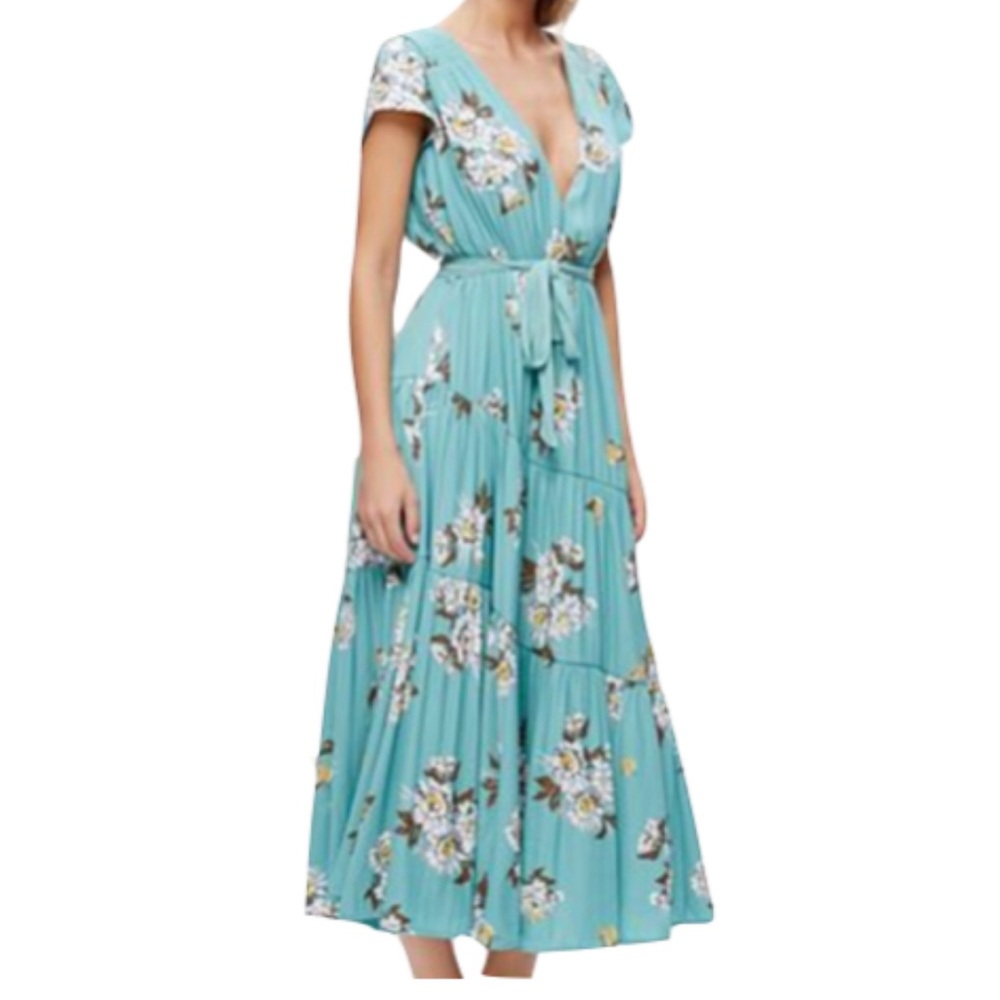 Free People Floral Maxi Dress in Teal